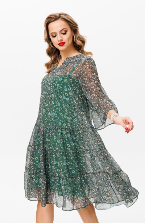 Платье Anastasia 1093 зеленый(цветочный_принт)