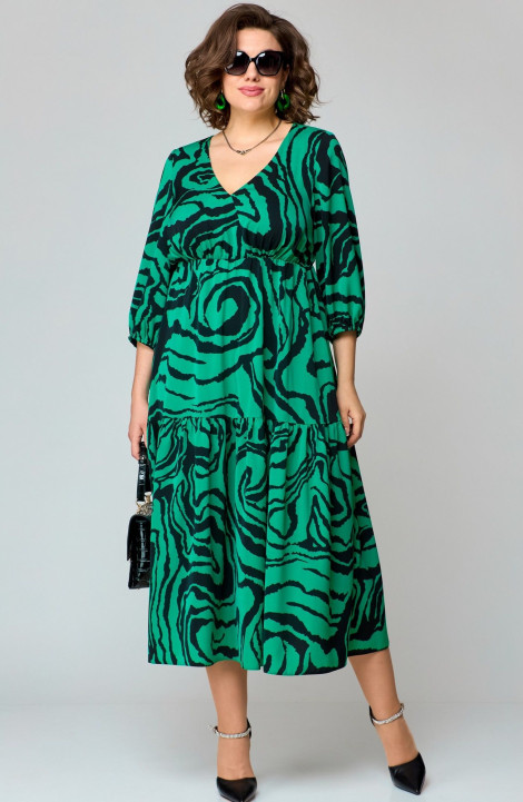 Платье EVA GRANT 7235 зелень_принт
