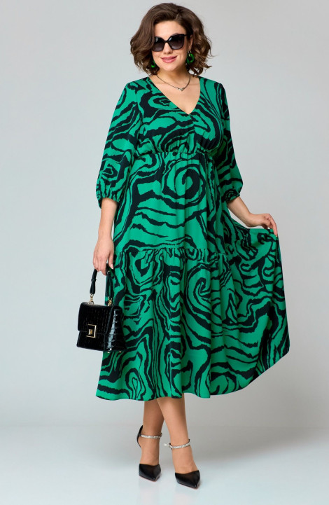Платье EVA GRANT 7235 зелень_принт