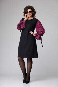 Платье EVA GRANT 7060 черный+розовый