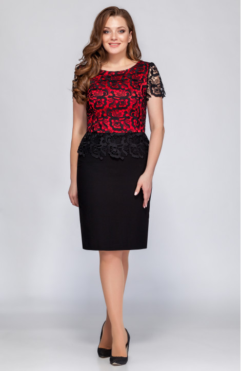 Платье Pama Style 649 черный+красный