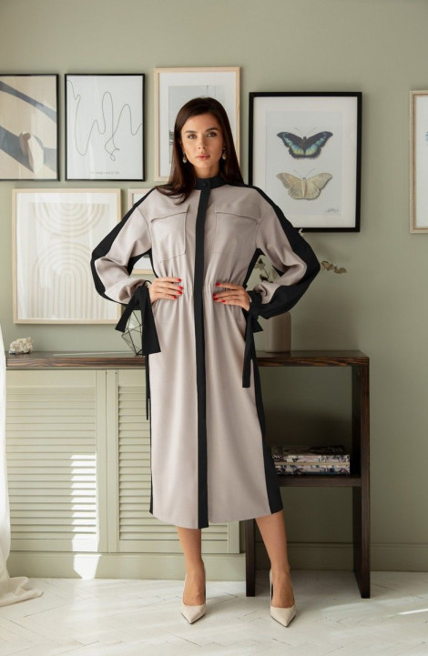 Платье LadisLine 1390 серый-черный