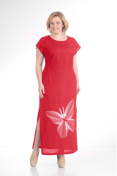 Льняное платье Diamant 1090 красный