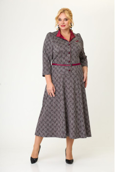 Трикотажное платье ELVIRA 110-2 серо-бордовый