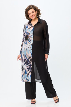 Рубашка Avenue Fashion 0315-2 черный+дизайн_перья