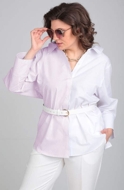 женские рубашки ALEZA 1130 бело-розовый