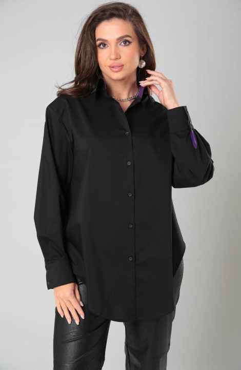 женские рубашки Bliss 8315 черный+фиолетовый