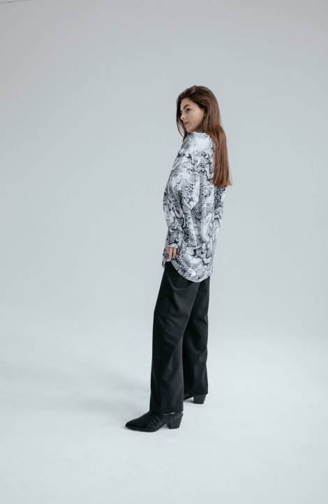 женские рубашки SK Brand SK7128 принт_змея_серый-черный
