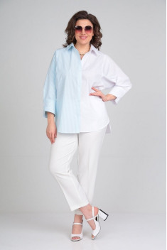 женские рубашки ALEZA 1130 бело-голубой