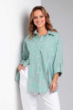 Рубашка Liona Style 897 зеленая_полоска