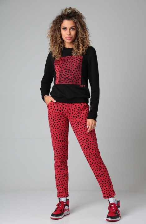 Спортивный костюм HIT 3092 черный+красный_леопард