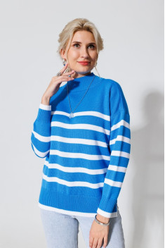 женский свитеры KO-KO POLOSANA синий+белый
